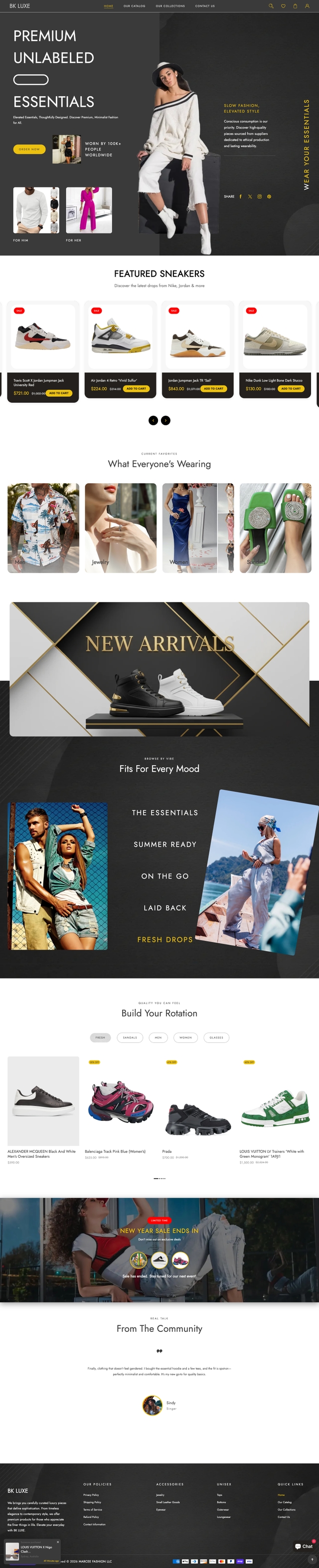 The BK-Luxe storefront